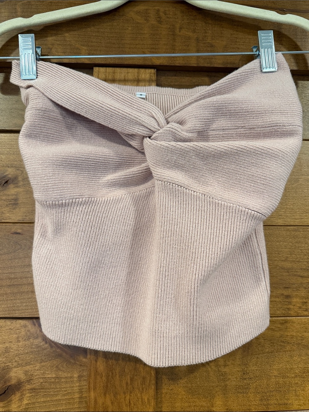 Blush Pink Knit Twist Bandeau Top